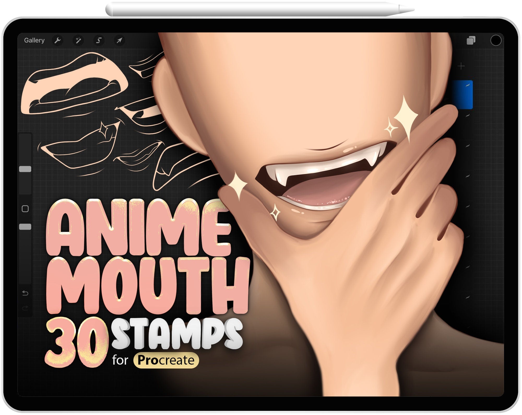 30 Procreate Anime Mouth Brushes, Procreate Anime Mouth Stamps, Procreate Manga Mouth Brushes, Procreate Manga Mouth Stamps, Cartoon lips