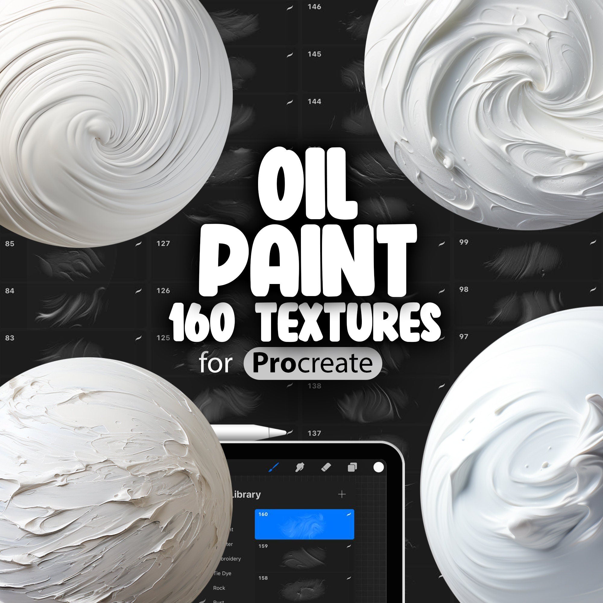 160 Procreate Oil Paint Textures, Realistic Oil Paint Effect Procreate Texture Seamless Brushes, Oil Acrylic Brushes for Procreate