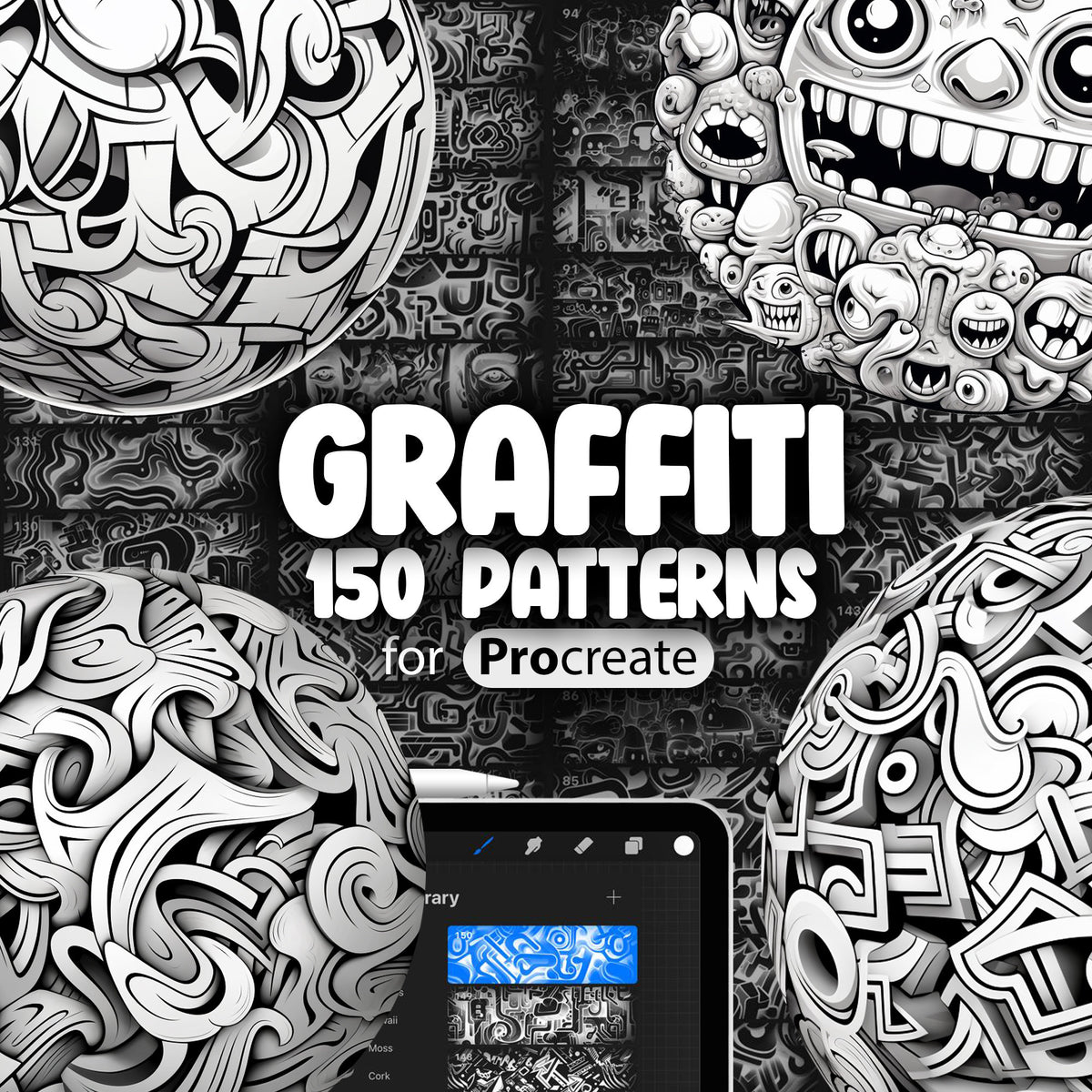 150 Procreate Graffiti Pattern Brushes – ProCreativeBreeze