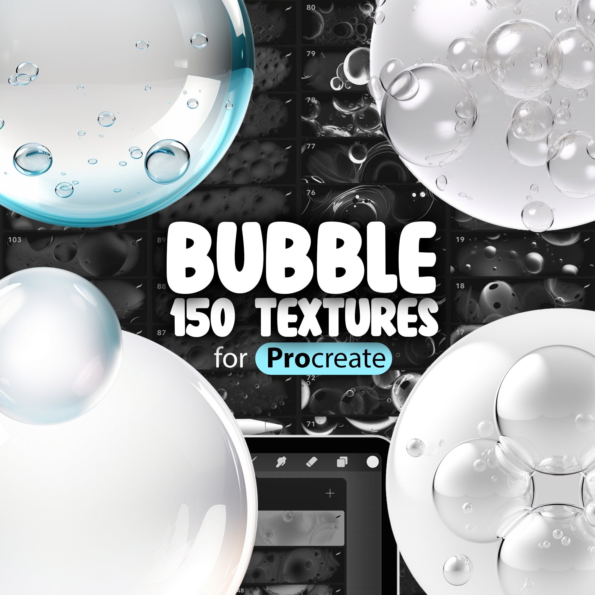 150 Procreate Bubbles Textures, Procreate Soap Bubbles Brushes, Procreate Underwater Bubbles Brushes, Procreate Champagne Bubbles Brush