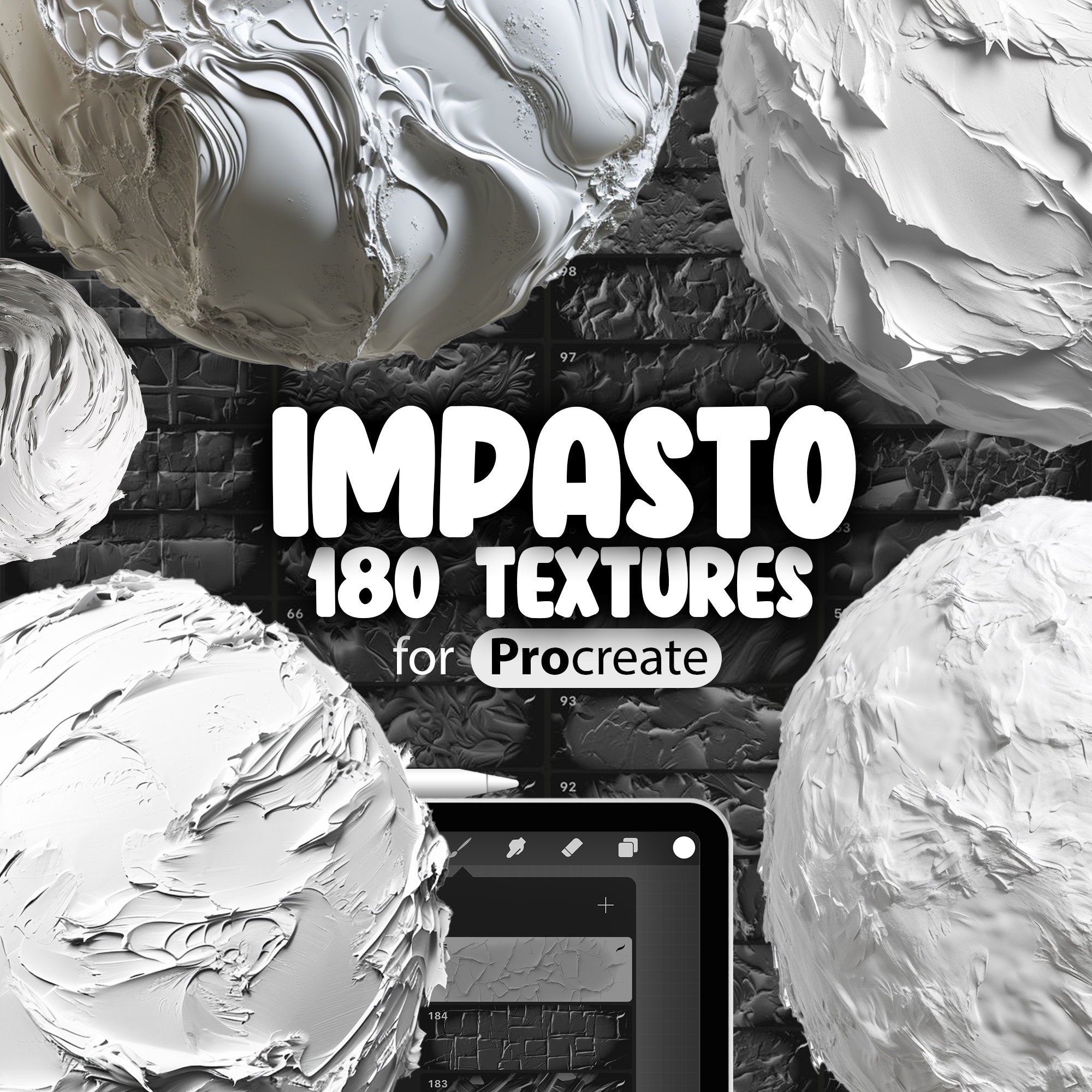 180 Procreate Impasto Effect Textures, Procreate Paint Texture Brush, Gouache Texture Brushes, Procreate Canvas Brush