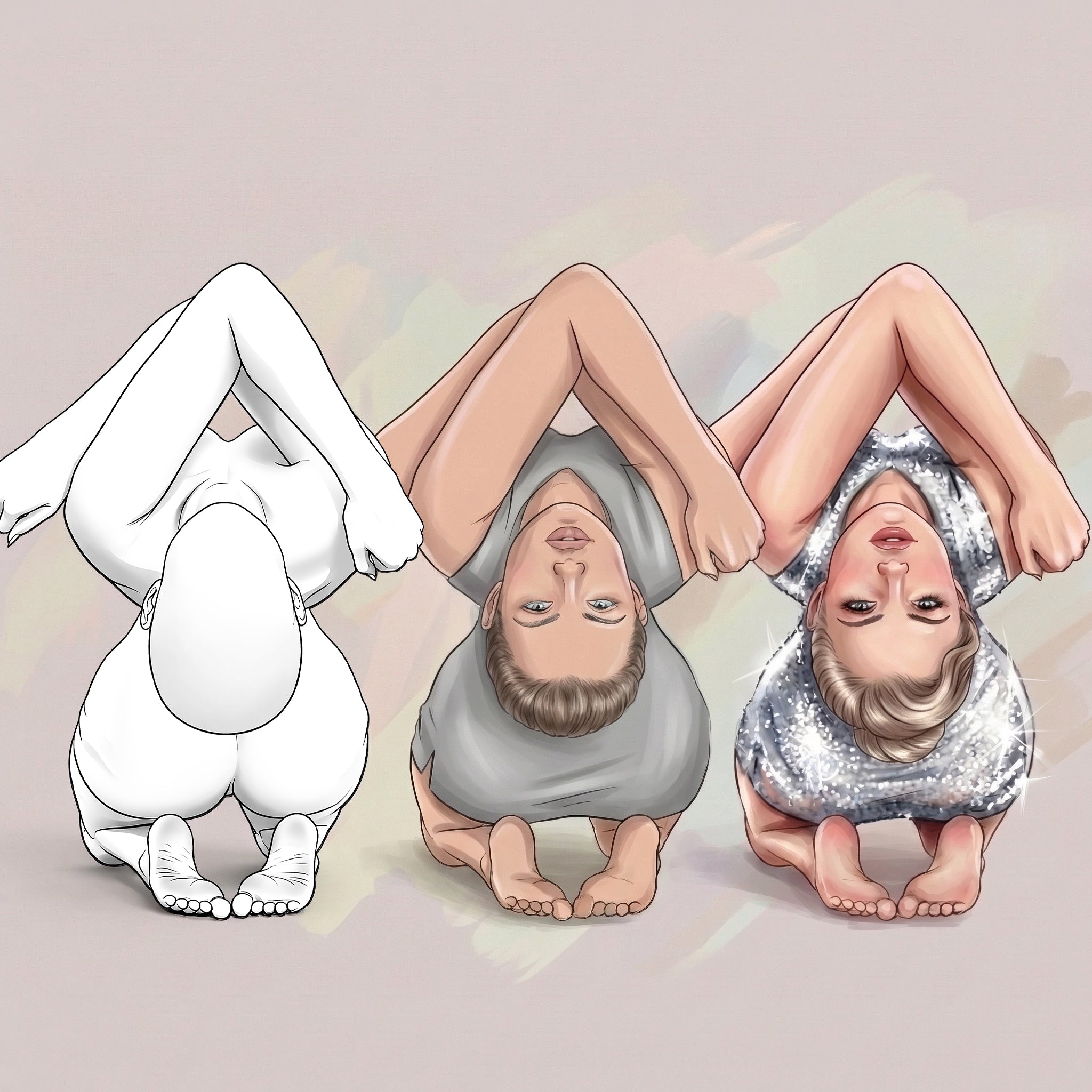 20 Procreate Female Crouching Poses Stamps Brushes