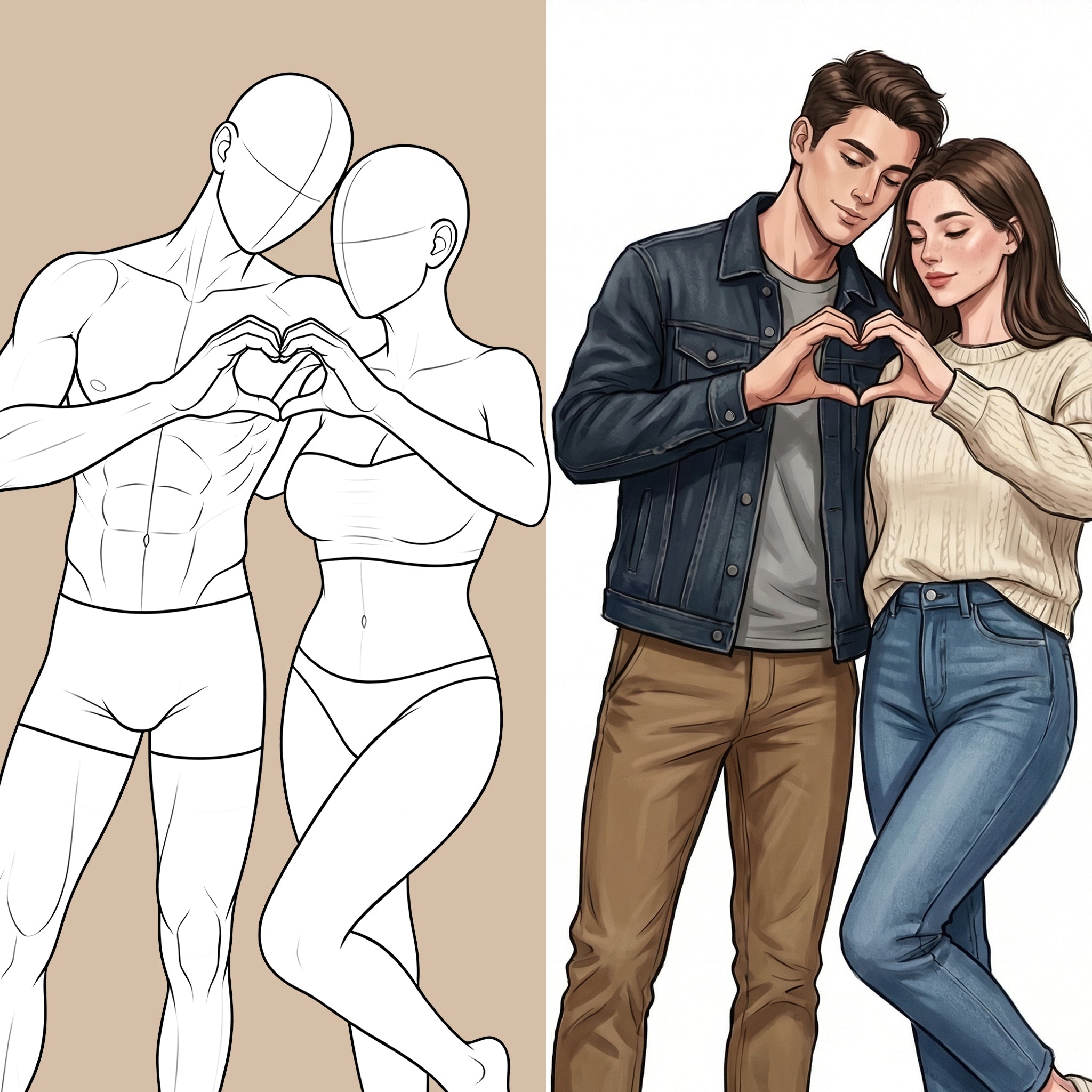 28 Procreate Couple Poses Stamp Brushes