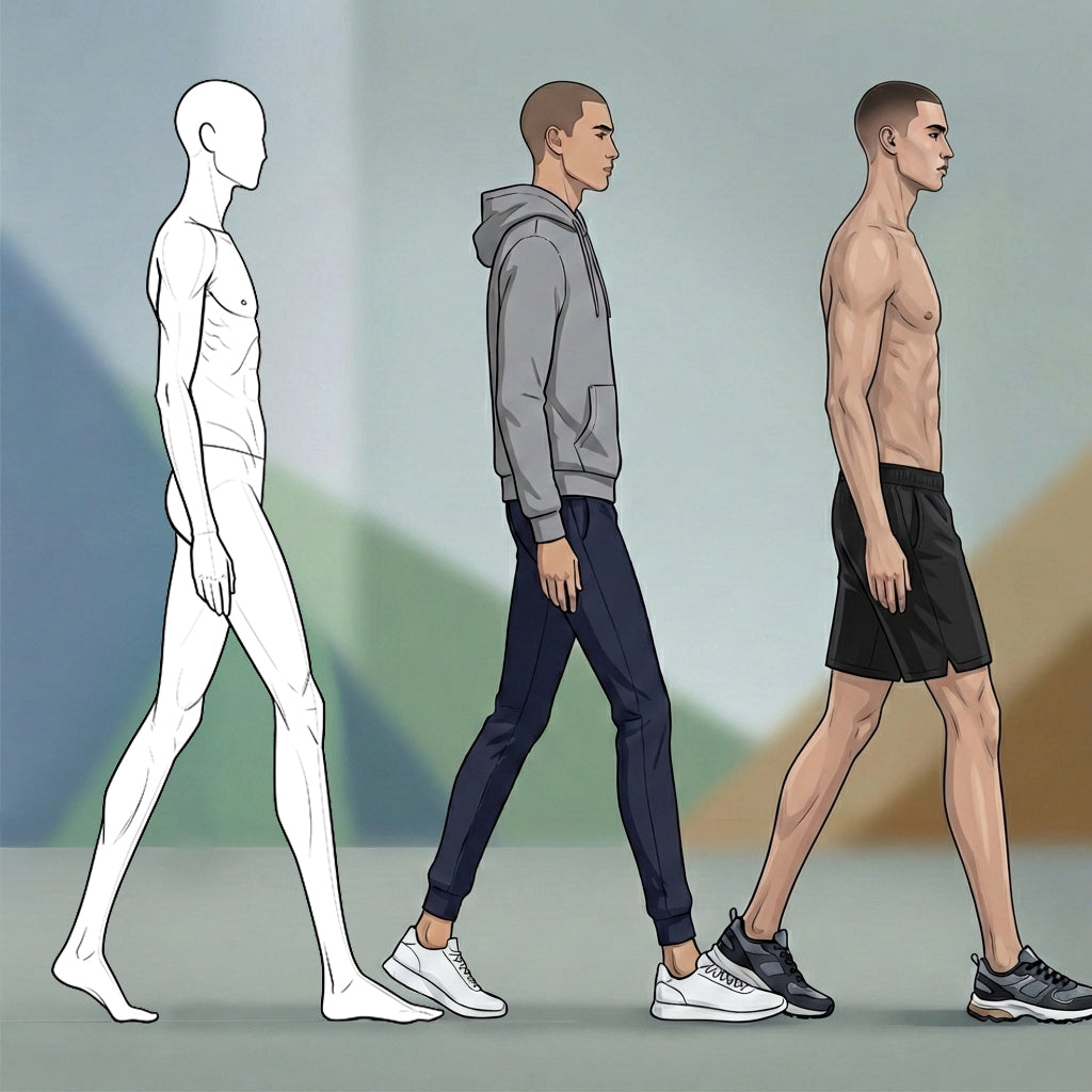 20 Procreate Male Fashion Walking Croquis Poses Stamps Brushes