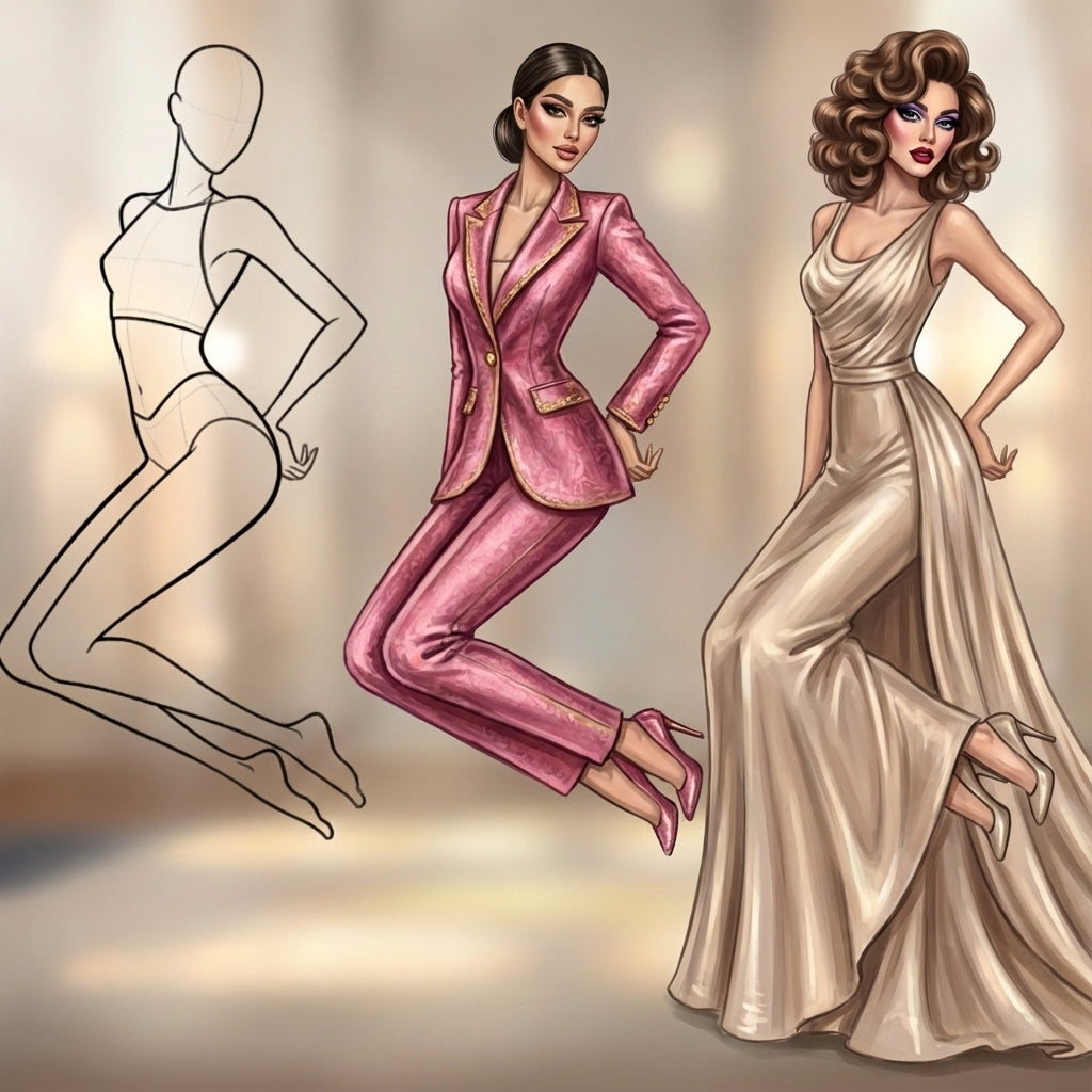 20 Procreate Jumping Fashion Croquis Poses Stamp Brushes