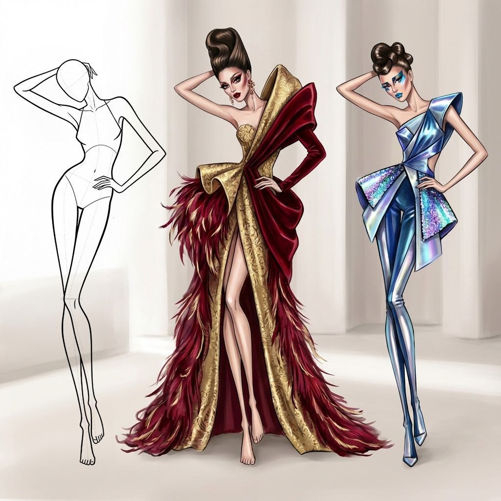21 Procreate Fashion Croquis Poses Stamp Brushes