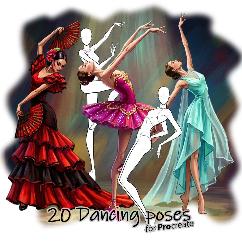 20 Procreate Dancing Croquis Poses Stamp Brushes